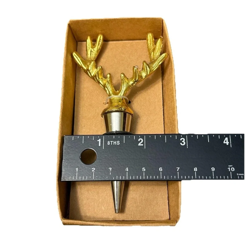 Gold Deer Antler Wine Bottle Stopper Barware Stag Buck Bottle Cork Sealer
